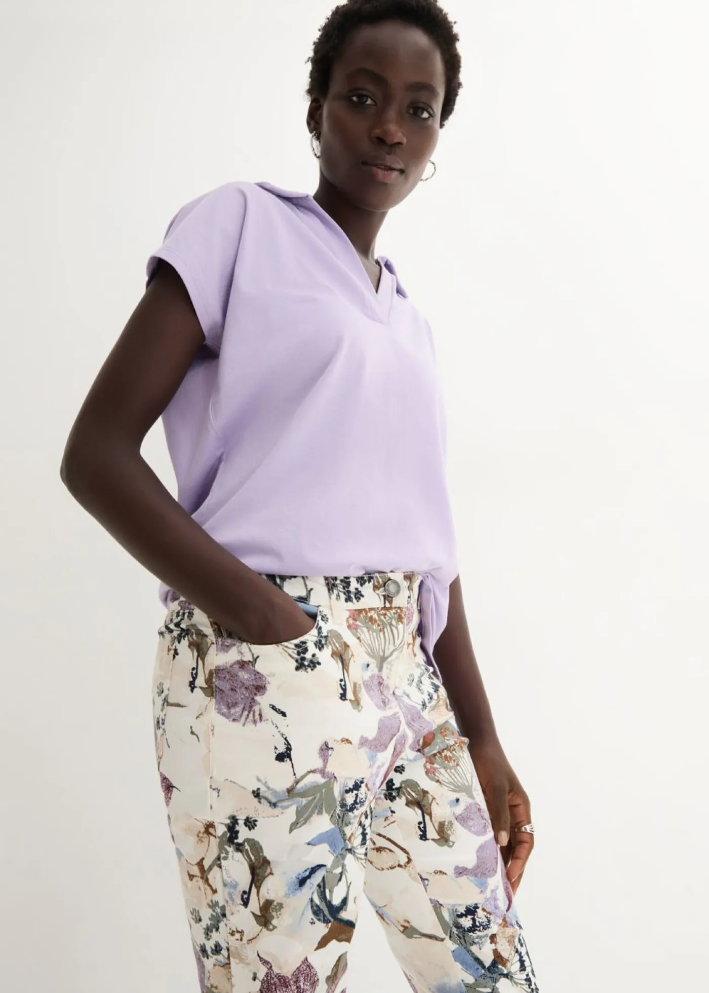 Best Pantalón elástico con estampado de flores Mujer Pantalones|Tallas Pequeñas