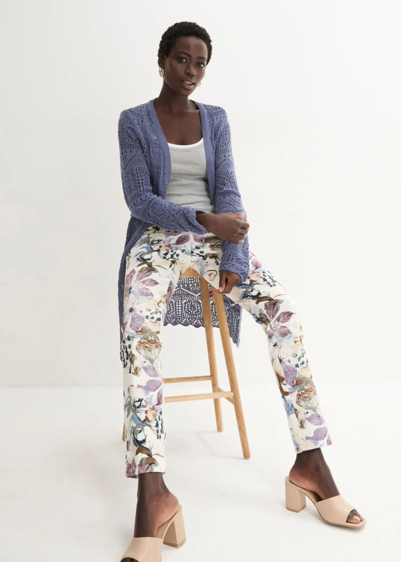 Best Pantalón elástico con estampado de flores Mujer Pantalones|Tallas Pequeñas