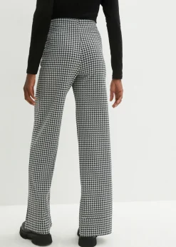 New Pantalón elástico con pata de gallo, pernera ancha Mujer Pantalones