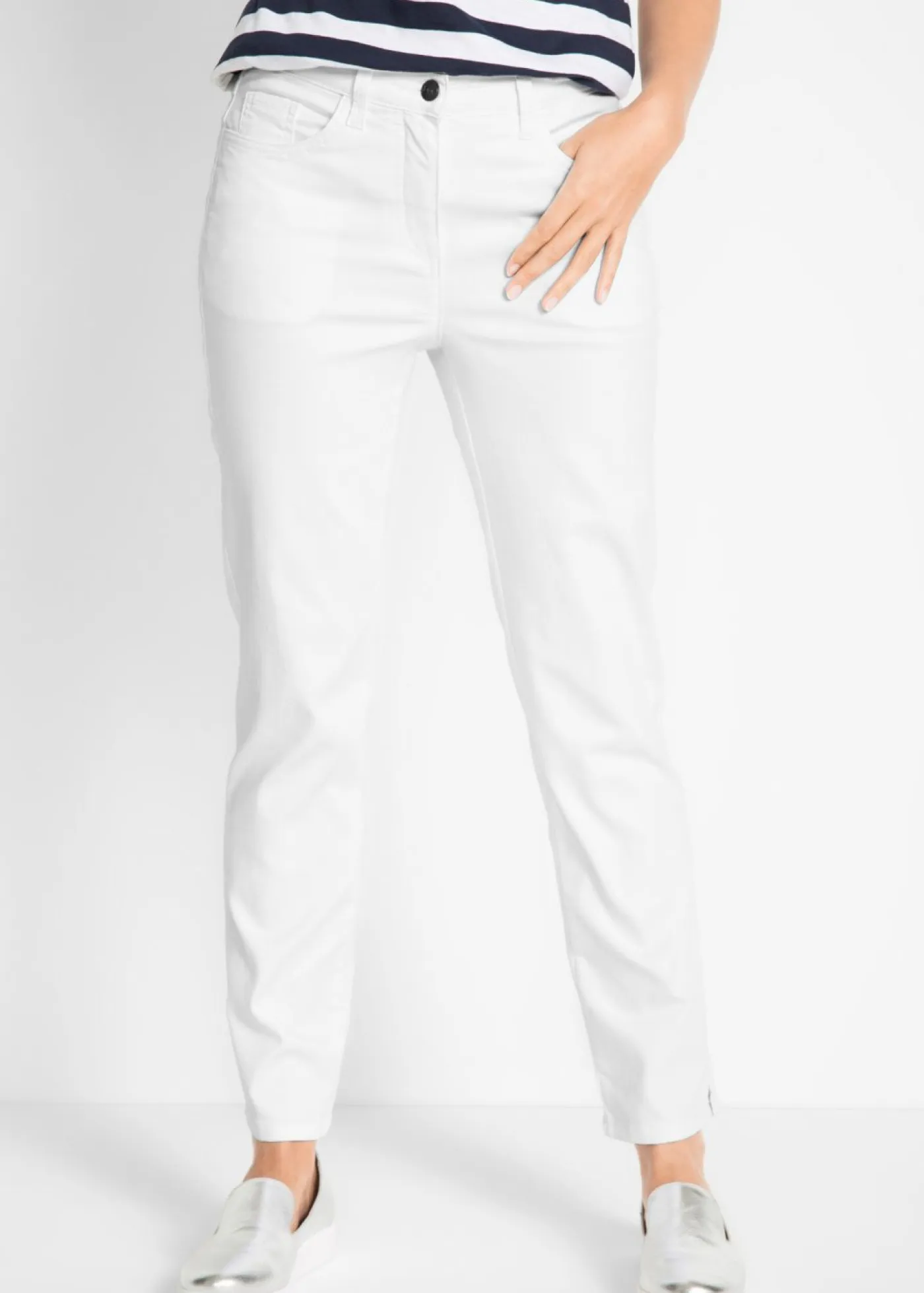 Online Pantalón elástico con perneras rectas, mid waist Mujer Pantalones