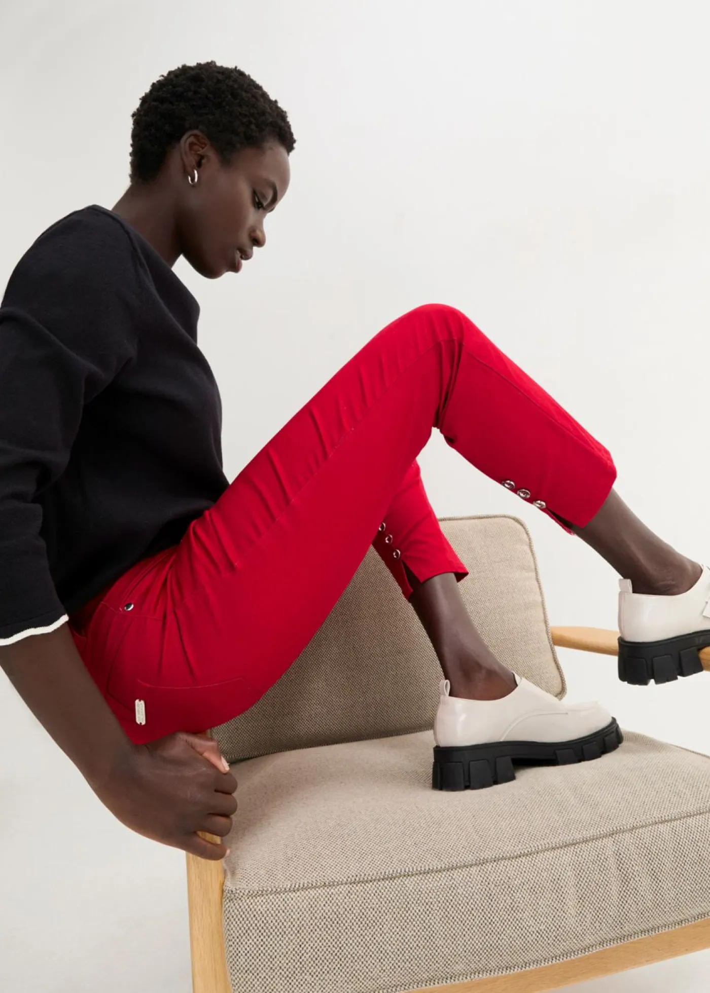 Hot Pantalón elástico de algodón Mujer Pantalones