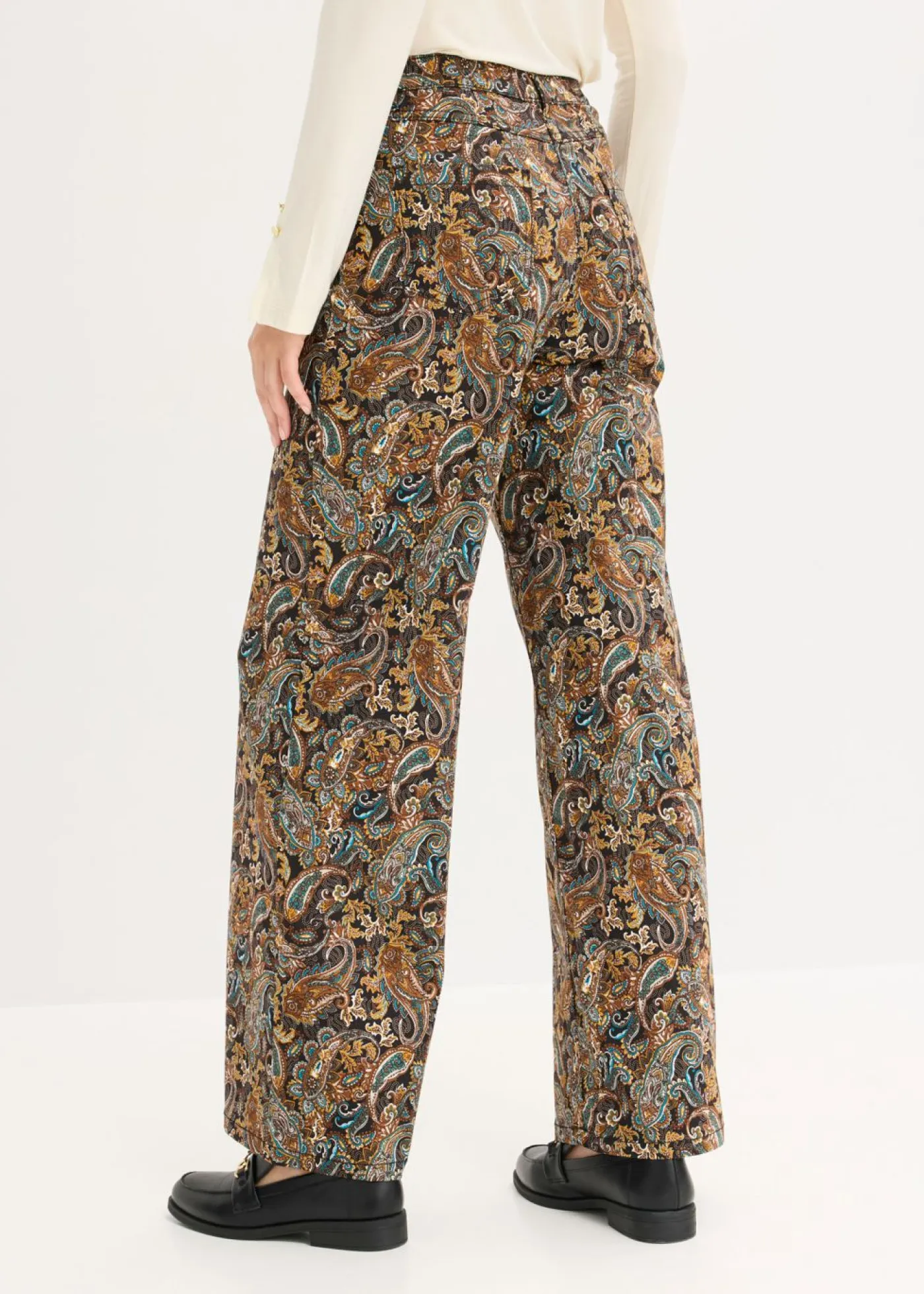 Best Pantalón elástico de algodón con perneras anchas Mujer Pantalones