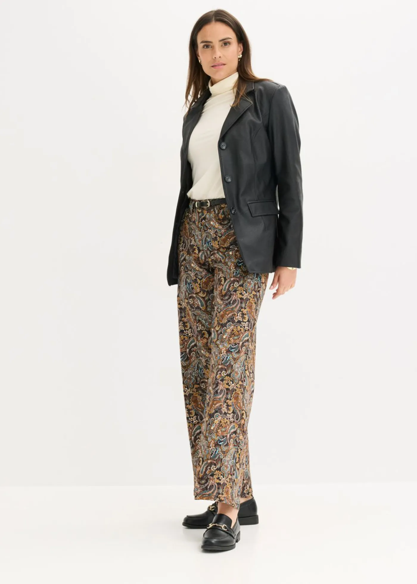 Best Pantalón elástico de algodón con perneras anchas Mujer Pantalones
