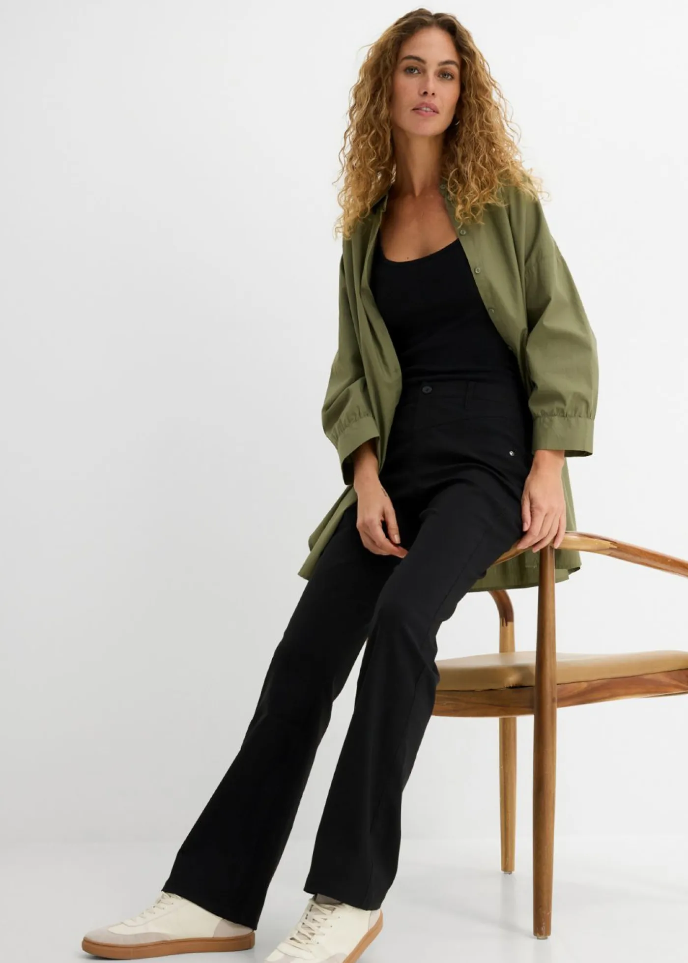 Clearance Pantalón elástico de bengalina, bootcut Mujer Pantalones