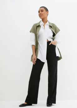 Online Pantalón elástico de bengalina con cintura cómoda Mujer Pantalones|Tallas Pequeñas