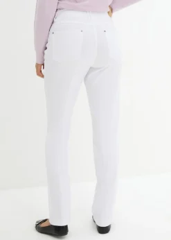 Outlet Pantalón elástico de bengalina con cintura cómoda de corte recto Mujer Pantalones