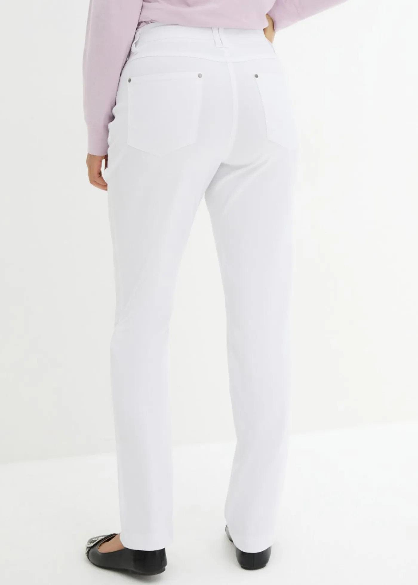 Outlet Pantalón elástico de bengalina con cintura cómoda de corte recto Mujer Pantalones