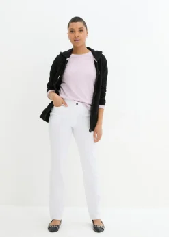 Outlet Pantalón elástico de bengalina con cintura cómoda de corte recto Mujer Pantalones
