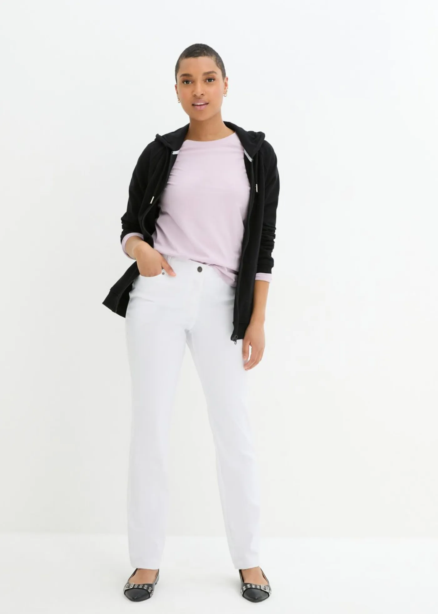 Outlet Pantalón elástico de bengalina con cintura cómoda de corte recto Mujer Pantalones