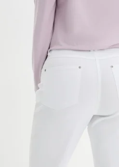 Outlet Pantalón elástico de bengalina con cintura cómoda de corte recto Mujer Pantalones