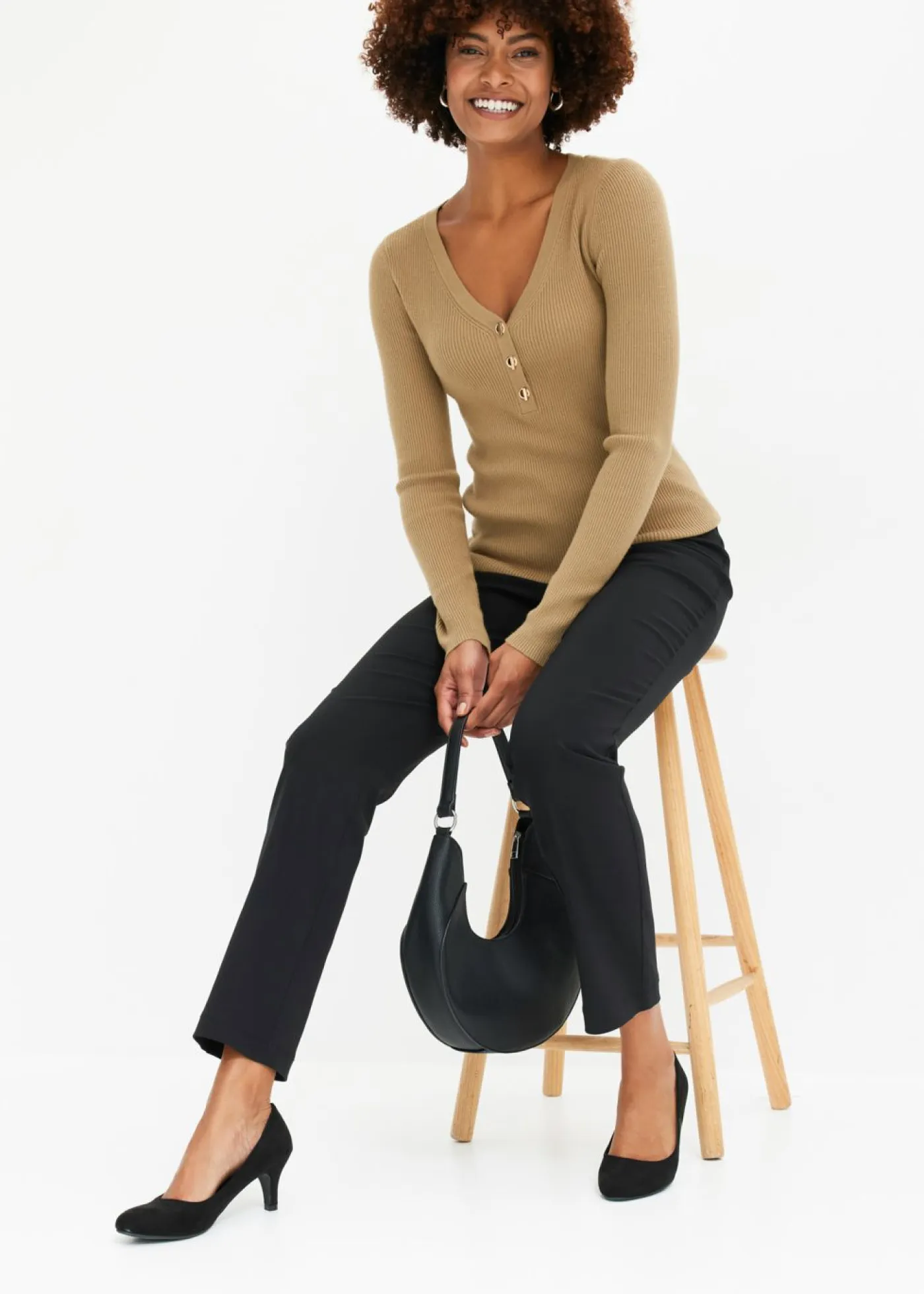 Clearance Pantalón elástico de bengalina Mujer Tallas Pequeñas
