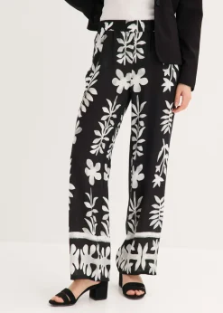 Sale Pantalón estampado de viscosa fluida Mujer Pantalones