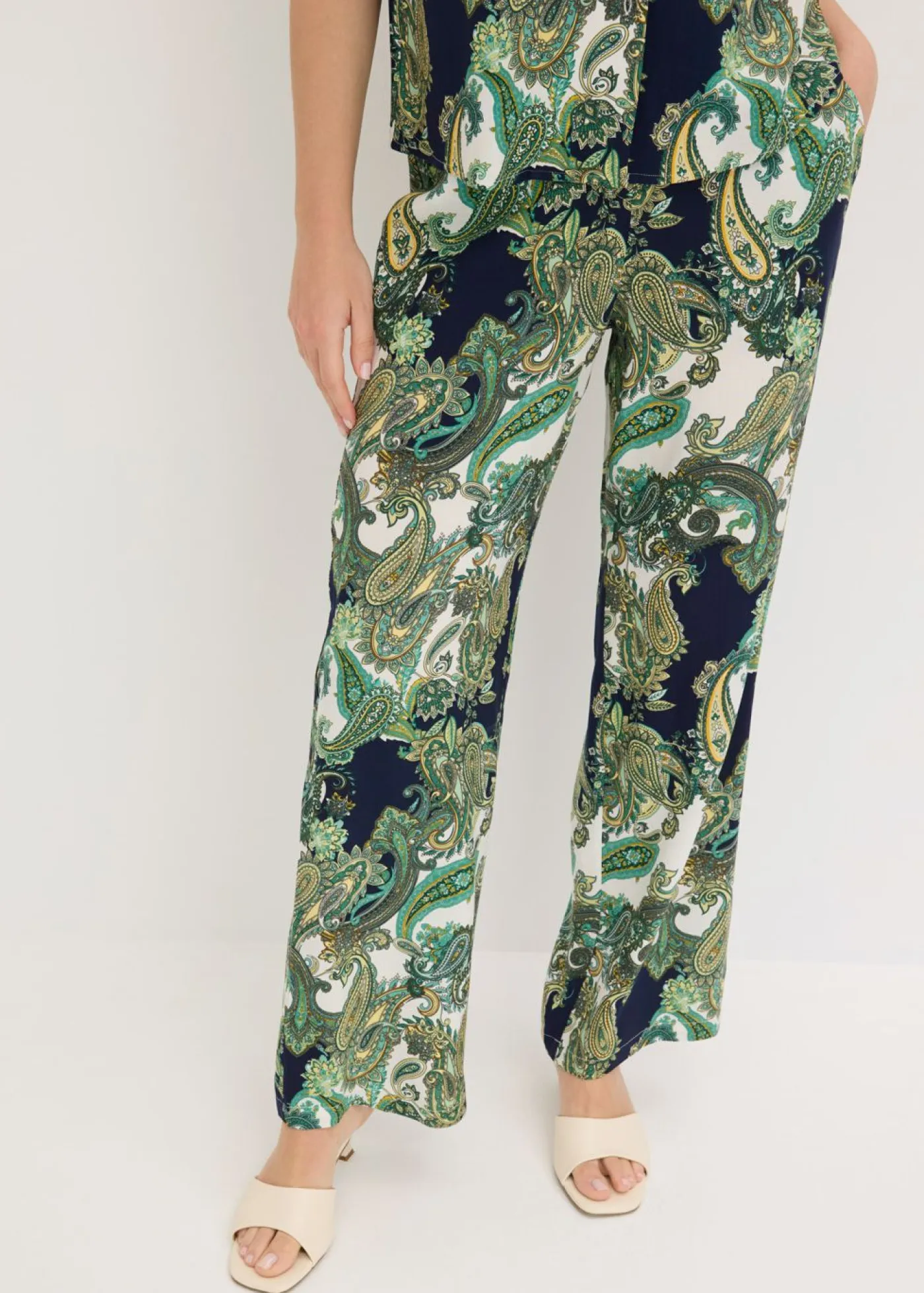 Hot Pantalón estampado de viscosa fluida Mujer Conjuntos De Ropa|Pantalones