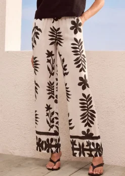 Discount Pantalón estampado de viscosa fluida Mujer Pantalones