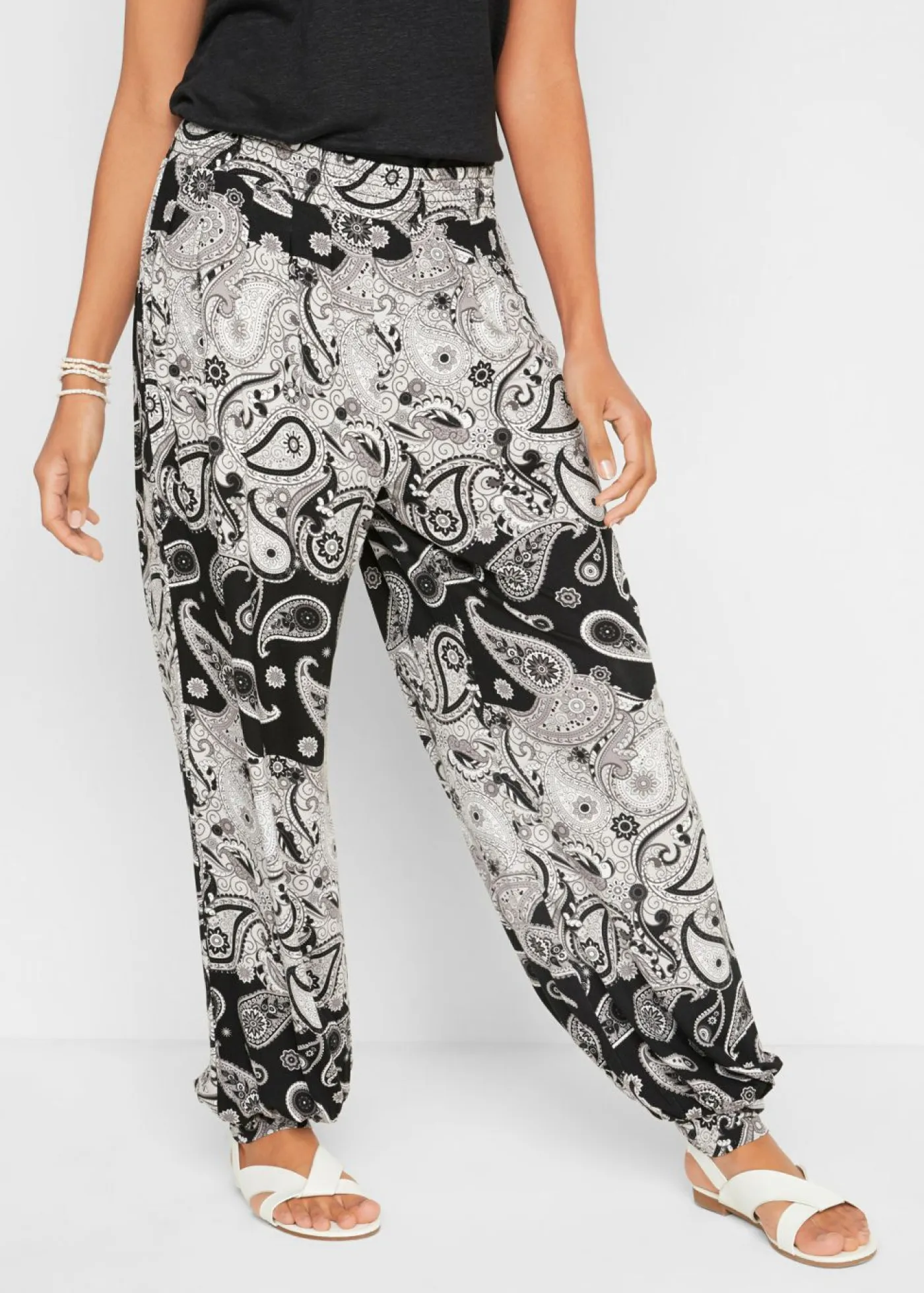 Discount Pantalón harem de punto de mezcla de viscosa fluida Mujer Pantalones