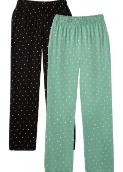 Hot Pantalón largo de pijama de algodón puro (2 unidades) Mujer Ropa Para Dormir