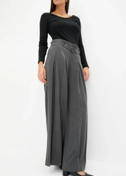 New Pantalón Marlene ancho con mezcla de viscosa fluida Mujer Tallas Pequeñas