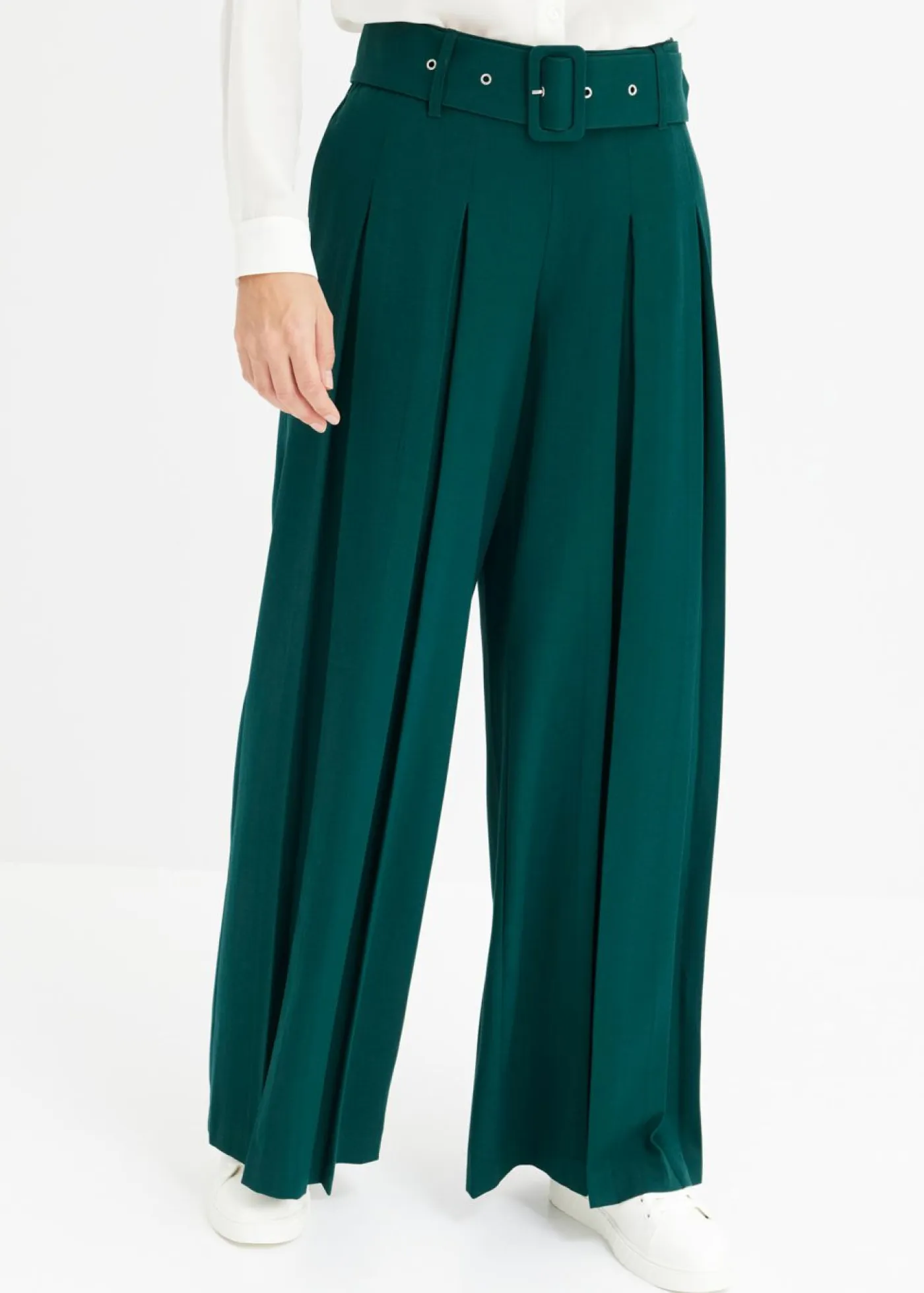 New Pantalón Marlene ancho con mezcla de viscosa fluida Mujer Pantalones|Tallas Pequeñas