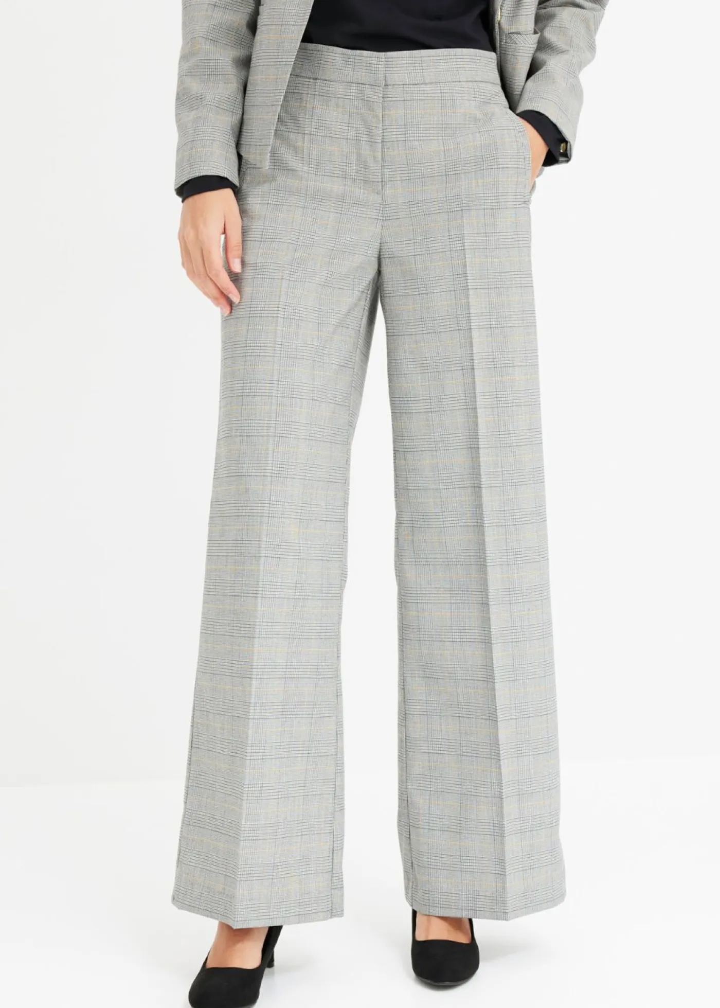 Best Pantalón Marlene con viscosa de cuadro galés Mujer Pantalones|Tallas Pequeñas