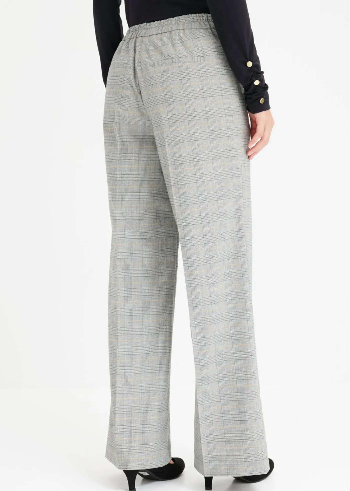 Best Pantalón Marlene con viscosa de cuadro galés Mujer Pantalones|Tallas Pequeñas