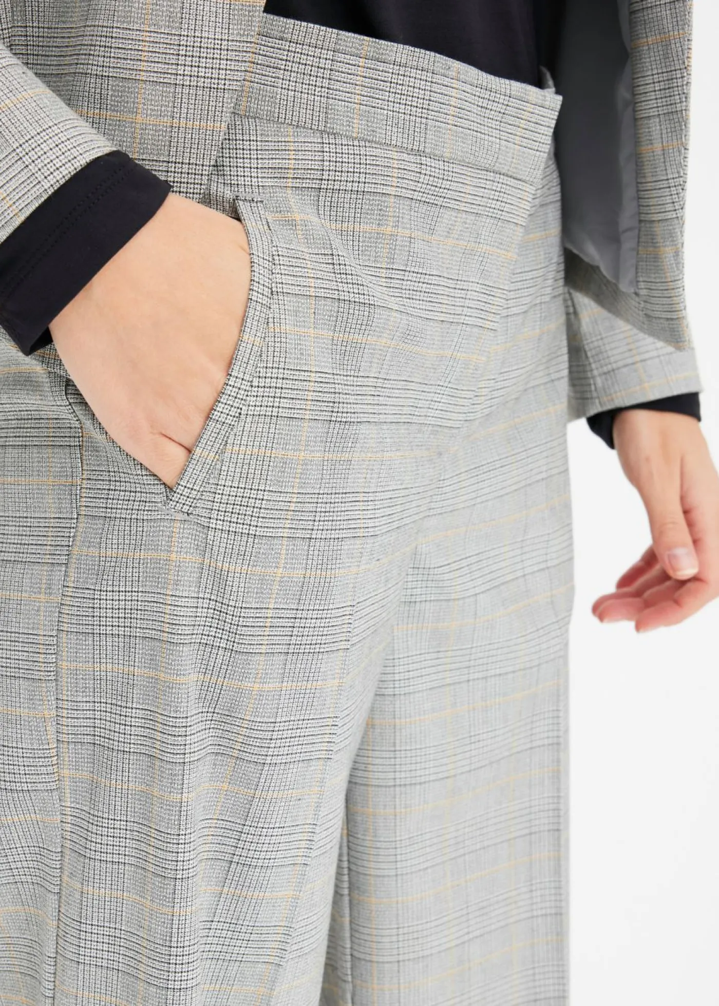 Best Pantalón Marlene con viscosa de cuadro galés Mujer Pantalones|Tallas Pequeñas