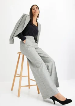Best Pantalón Marlene con viscosa de cuadro galés Mujer Pantalones|Tallas Pequeñas