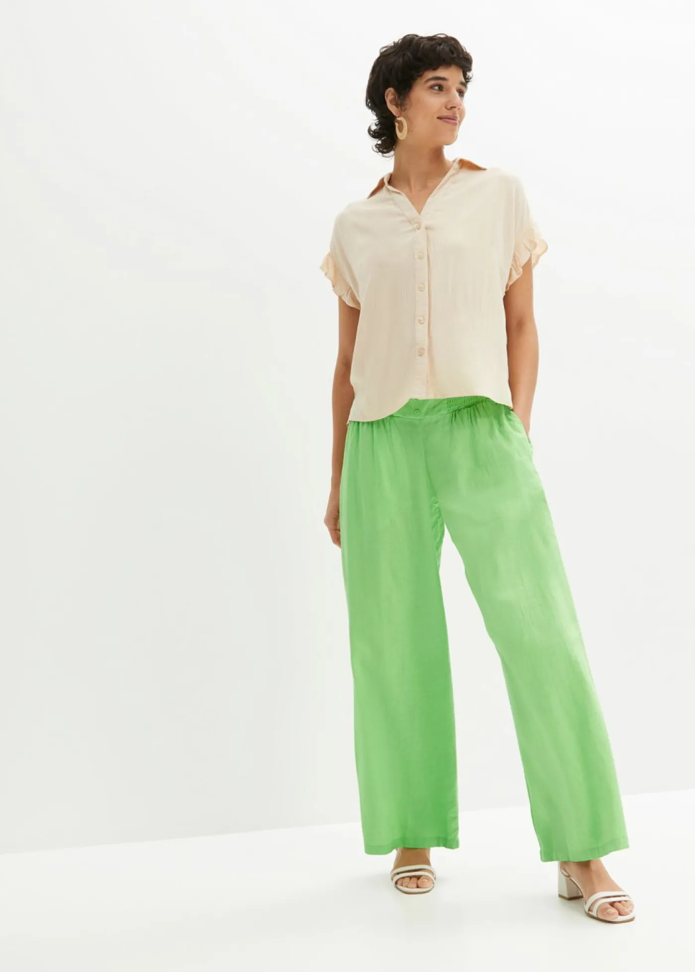 Hot Pantalón Marlene de mezcla vaporosa de lino Mujer Pantalones