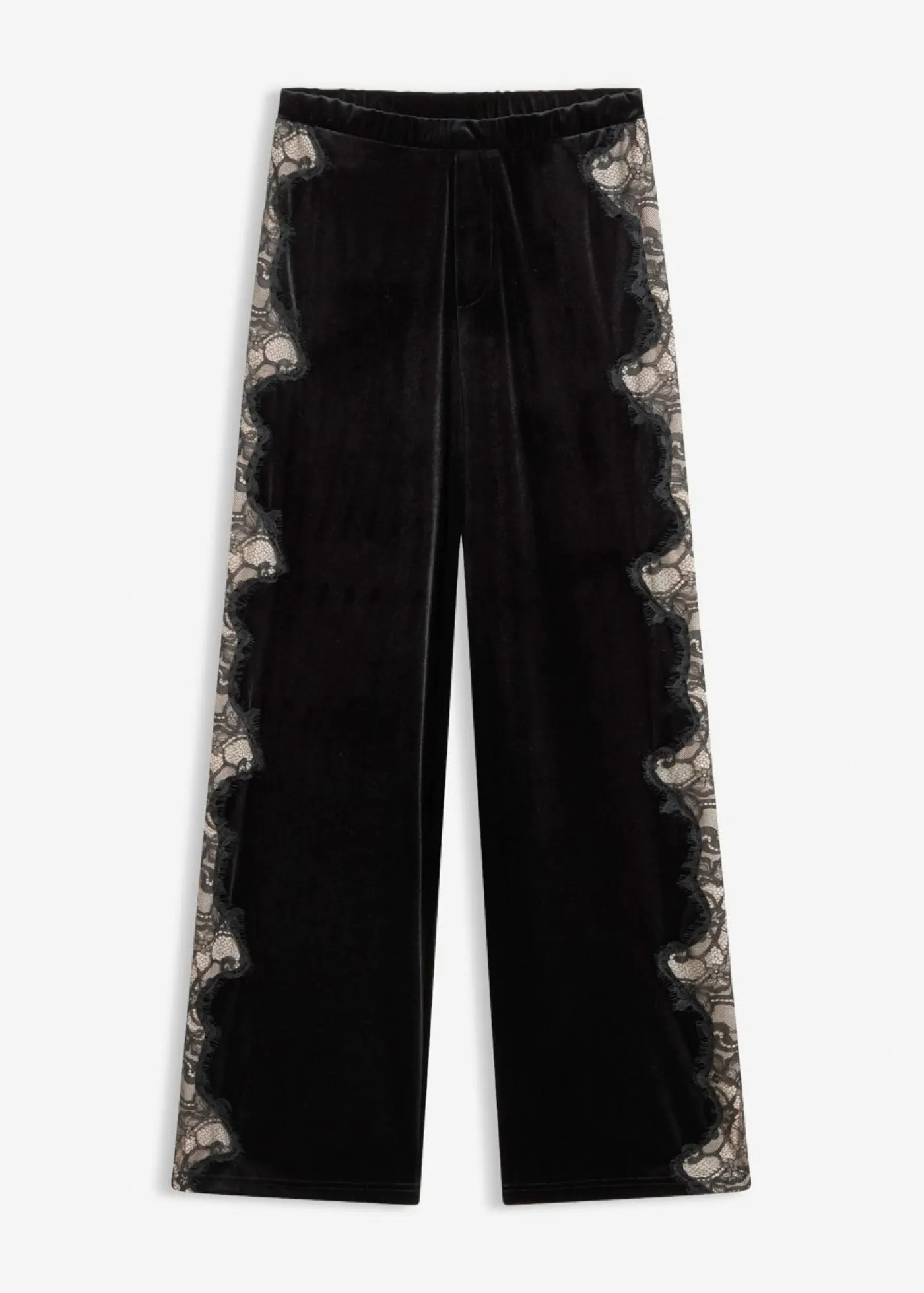 Online Pantalón Marlene de terciopelo suave con inserción de encaje Mujer Pantalones