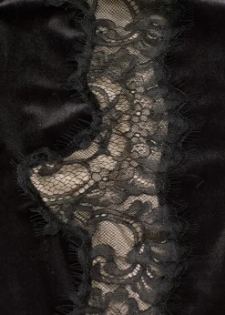 Online Pantalón Marlene de terciopelo suave con inserción de encaje Mujer Pantalones