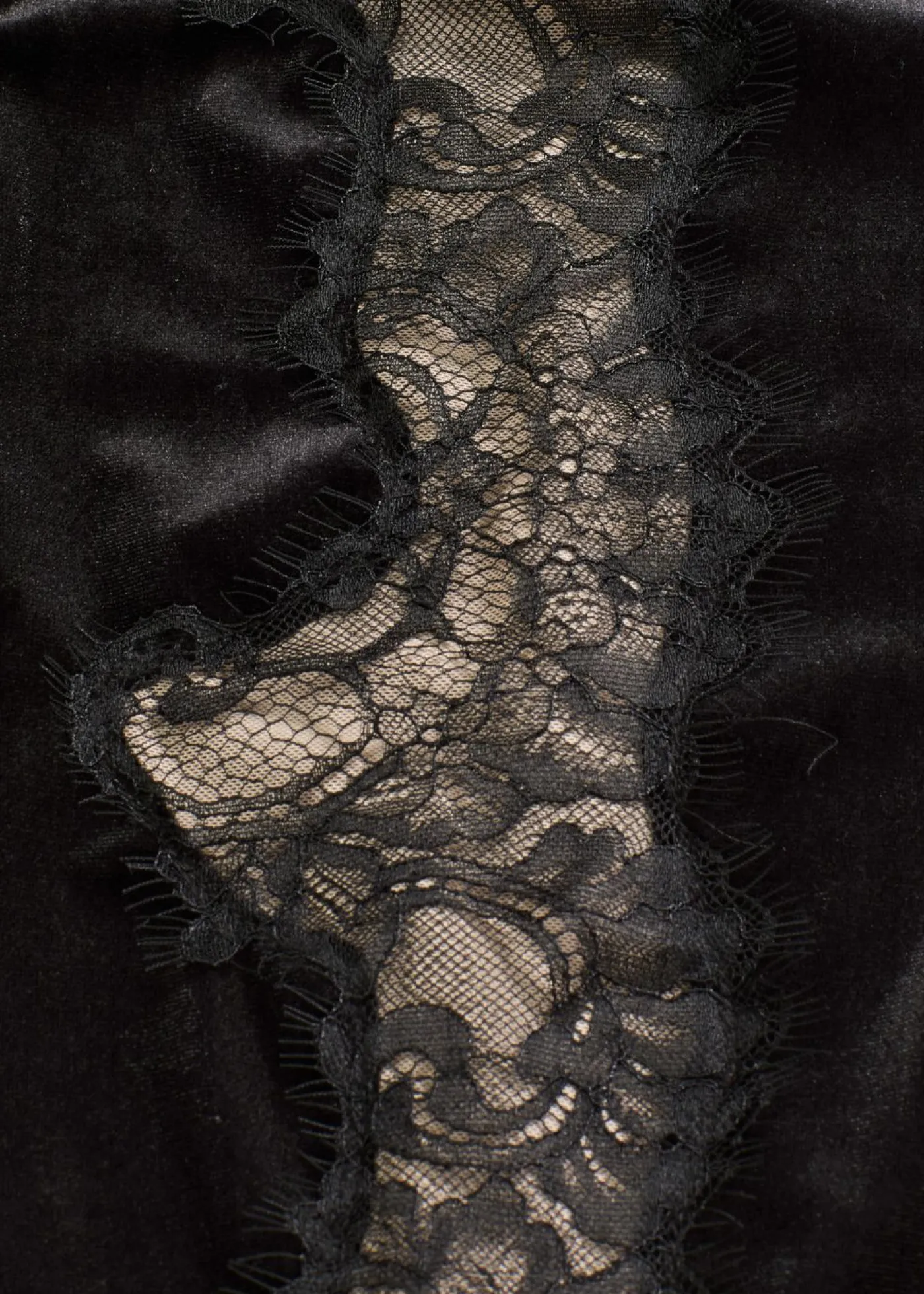 Online Pantalón Marlene de terciopelo suave con inserción de encaje Mujer Pantalones