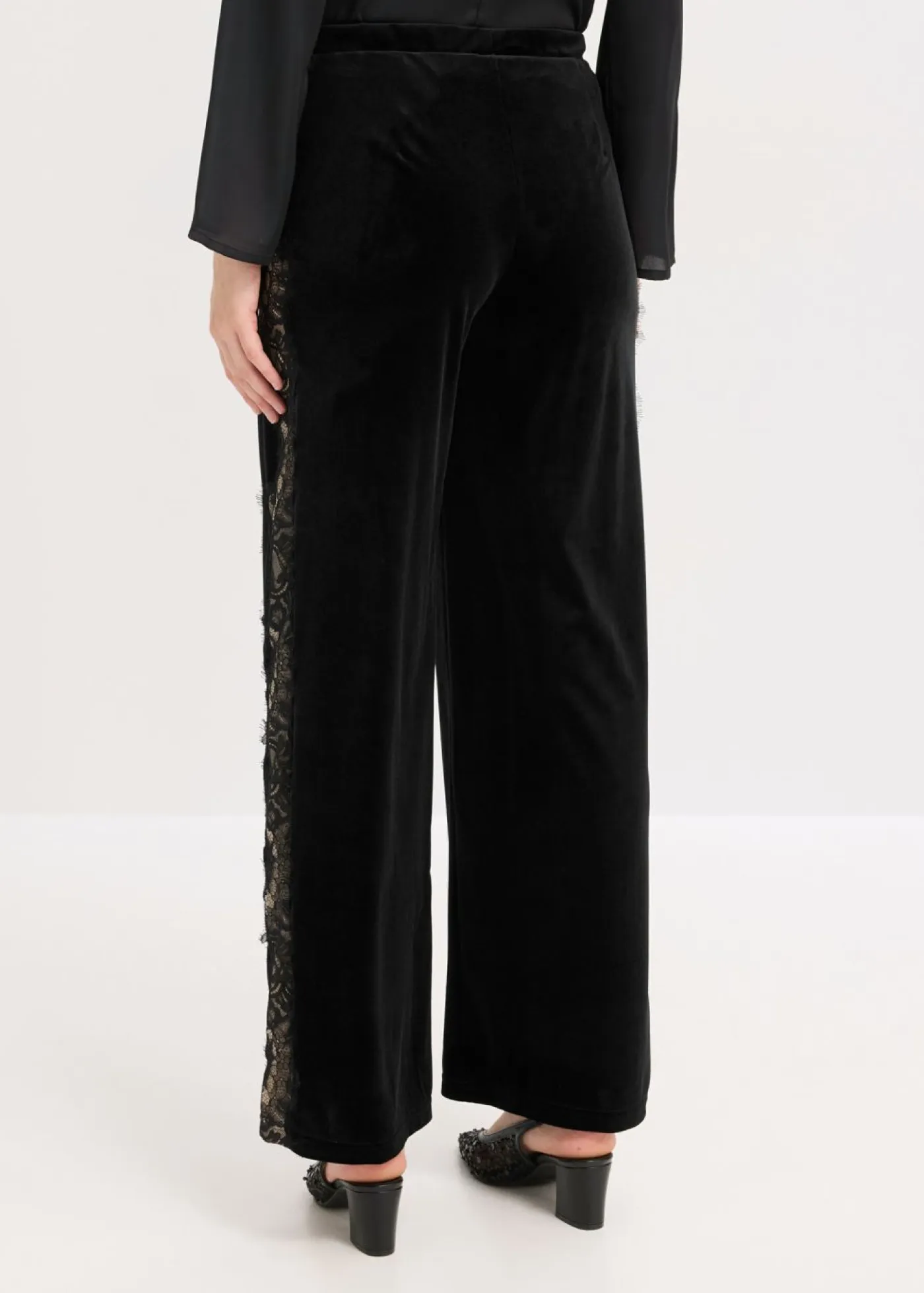 Online Pantalón Marlene de terciopelo suave con inserción de encaje Mujer Pantalones