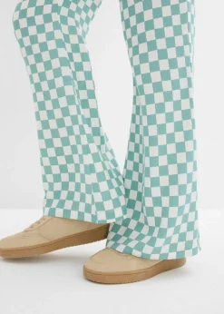 Pantalón Marlene de viscosa fluida con estampado de cuadros Mujer Pantalones