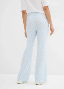 Pantalón Marlene de viscosa fluida con estampado de cuadros Mujer Pantalones