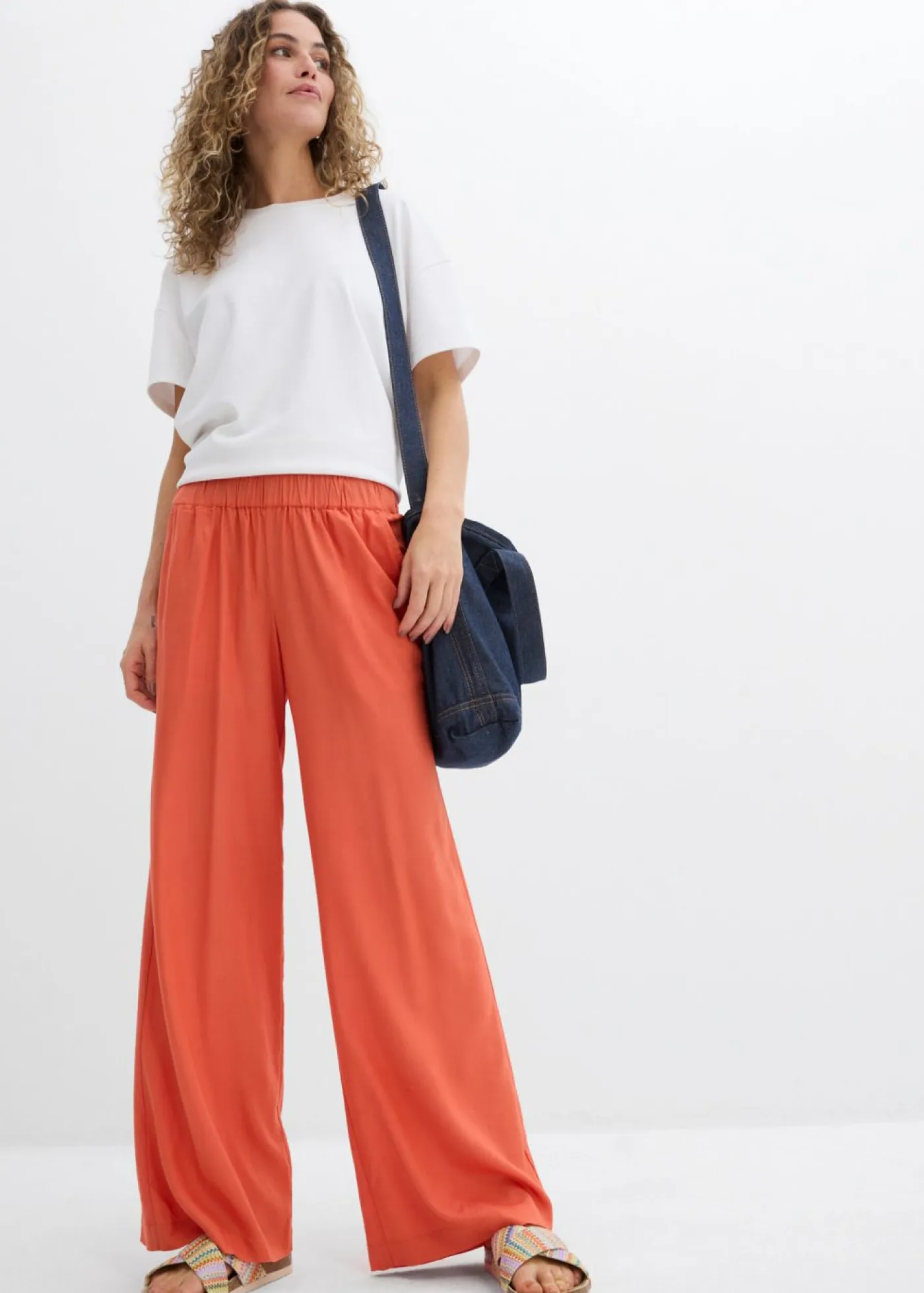 Best Pantalón palazzo ancho con cintura cómoda Mujer Pantalones