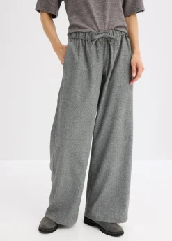 Outlet Pantalón palazzo con aspecto de lana Mujer Pantalones