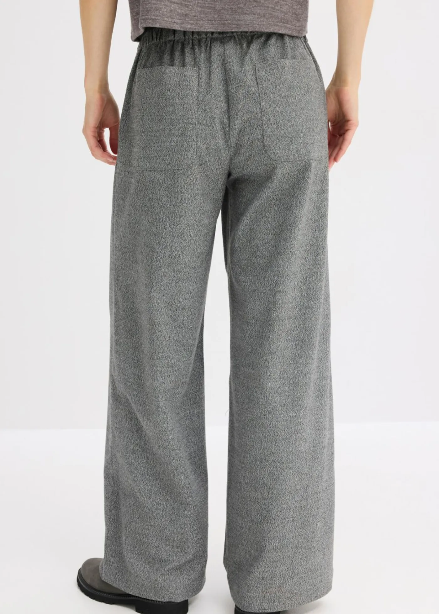 Outlet Pantalón palazzo con aspecto de lana Mujer Pantalones
