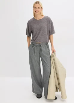 Outlet Pantalón palazzo con aspecto de lana Mujer Pantalones