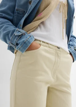 New Pantalón palazzo con cinturilla cómoda y talle alto Mujer Pantalones|Novedades