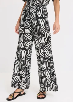Pantalón palazzo con cintura cómoda Mujer Pantalones