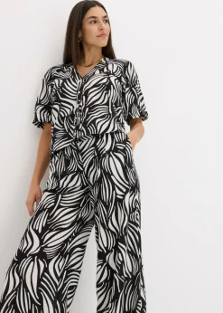 Pantalón palazzo con cintura cómoda Mujer Pantalones