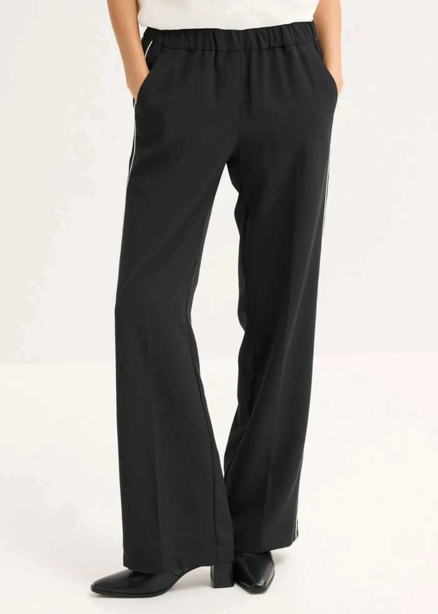 Outlet Pantalón palazzo con rayas decorativas Mujer Pantalones