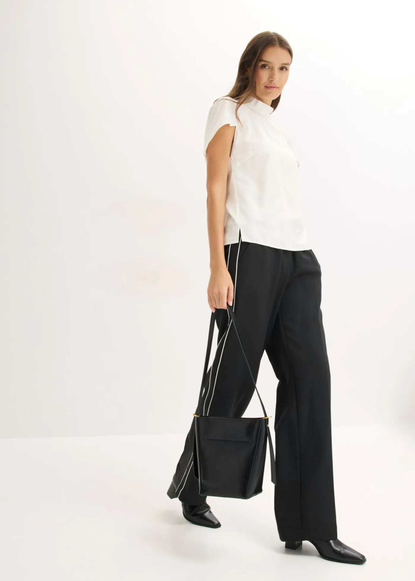 Outlet Pantalón palazzo con rayas decorativas Mujer Pantalones