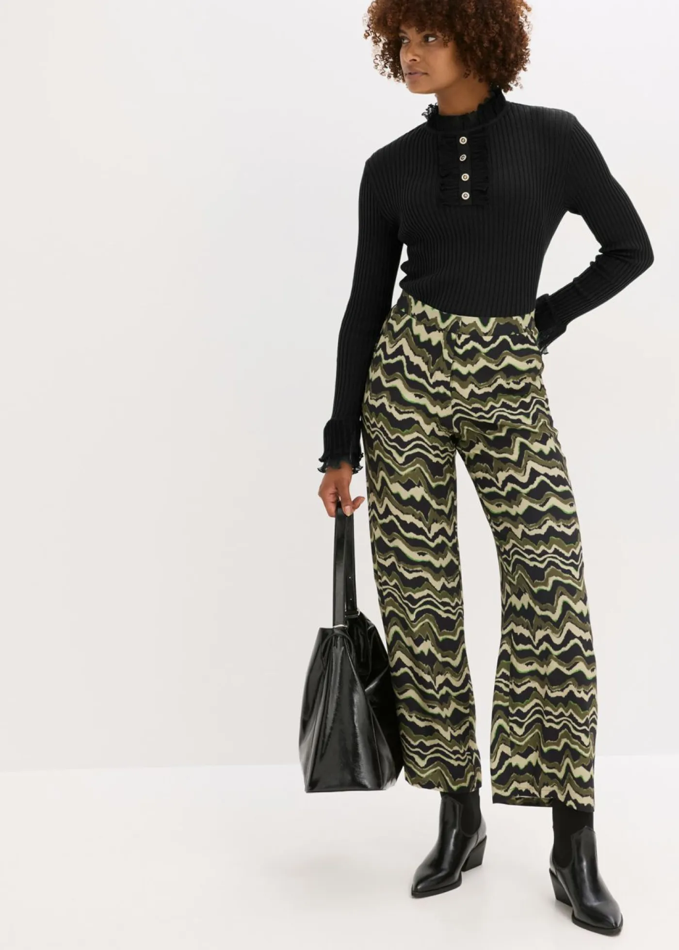 Outlet Pantalón palazzo de crepé de viscosa Mujer Pantalones