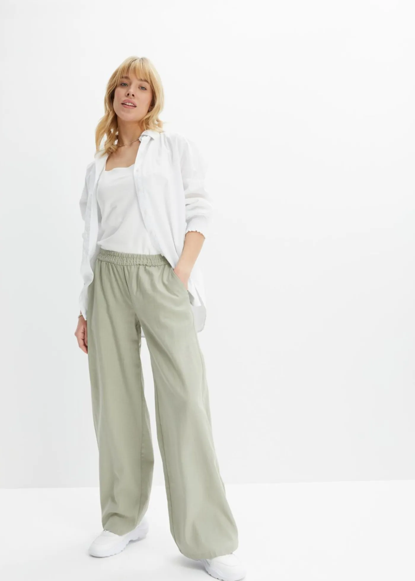 Outlet Pantalón palazzo de lino Mujer Pantalones|Novedades