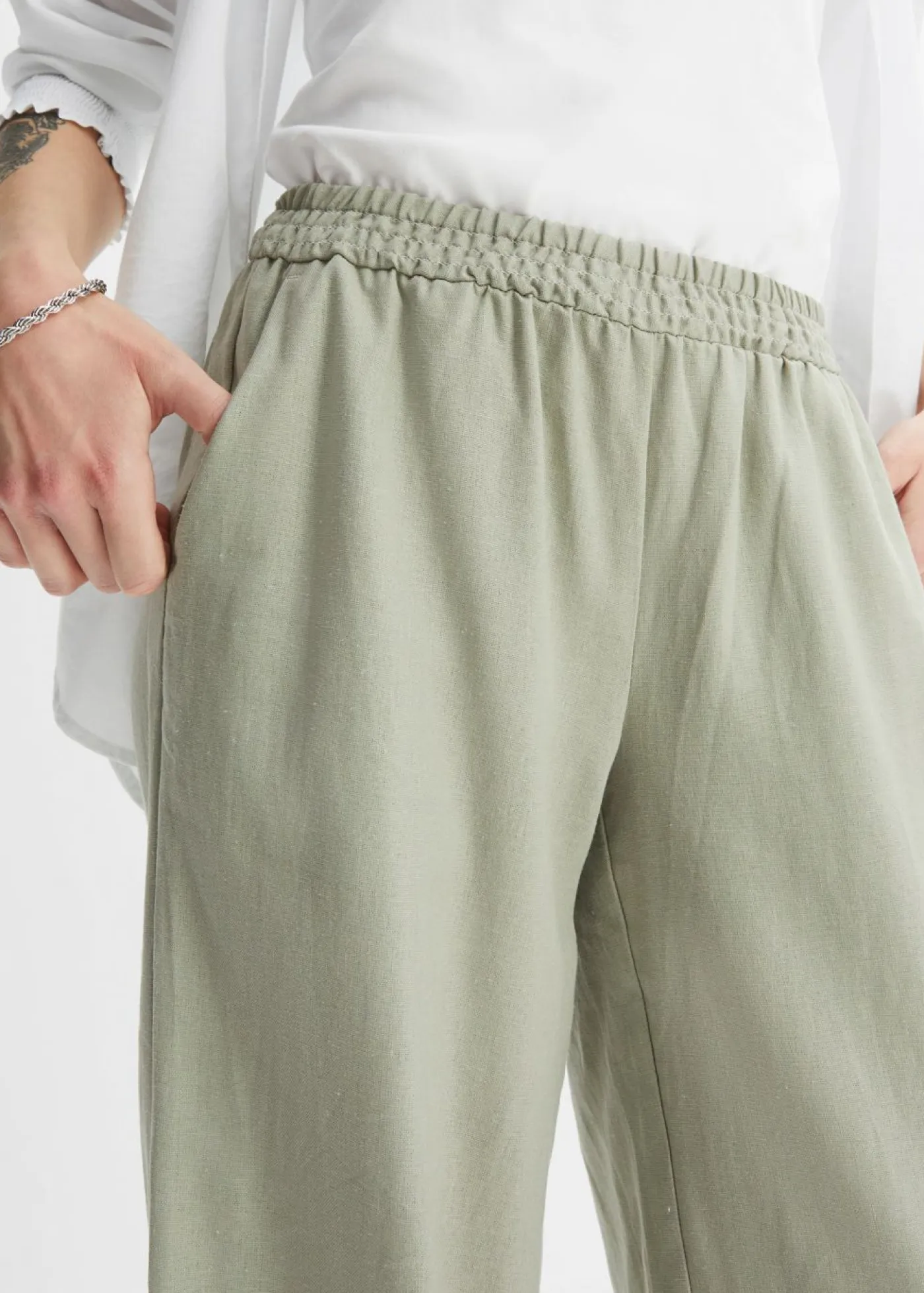 Outlet Pantalón palazzo de lino Mujer Pantalones|Novedades
