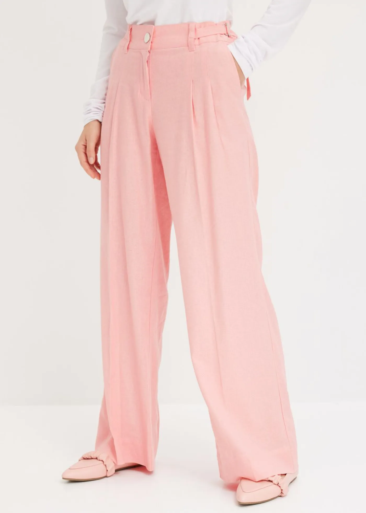 Best Pantalón palazzo de mezcla de lino ligero Mujer Pantalones|Novedades