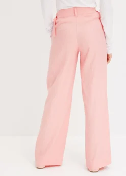 Best Pantalón palazzo de mezcla de lino ligero Mujer Pantalones|Novedades
