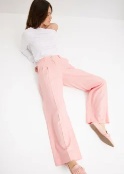 Best Pantalón palazzo de mezcla de lino ligero Mujer Pantalones|Novedades