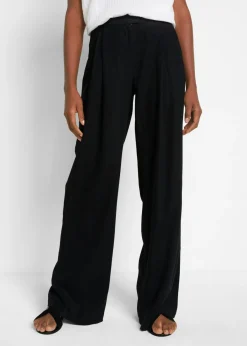 Outlet Pantalón palazzo de mezcla ligera de viscosa y lino Mujer Esenciales|Pantalones