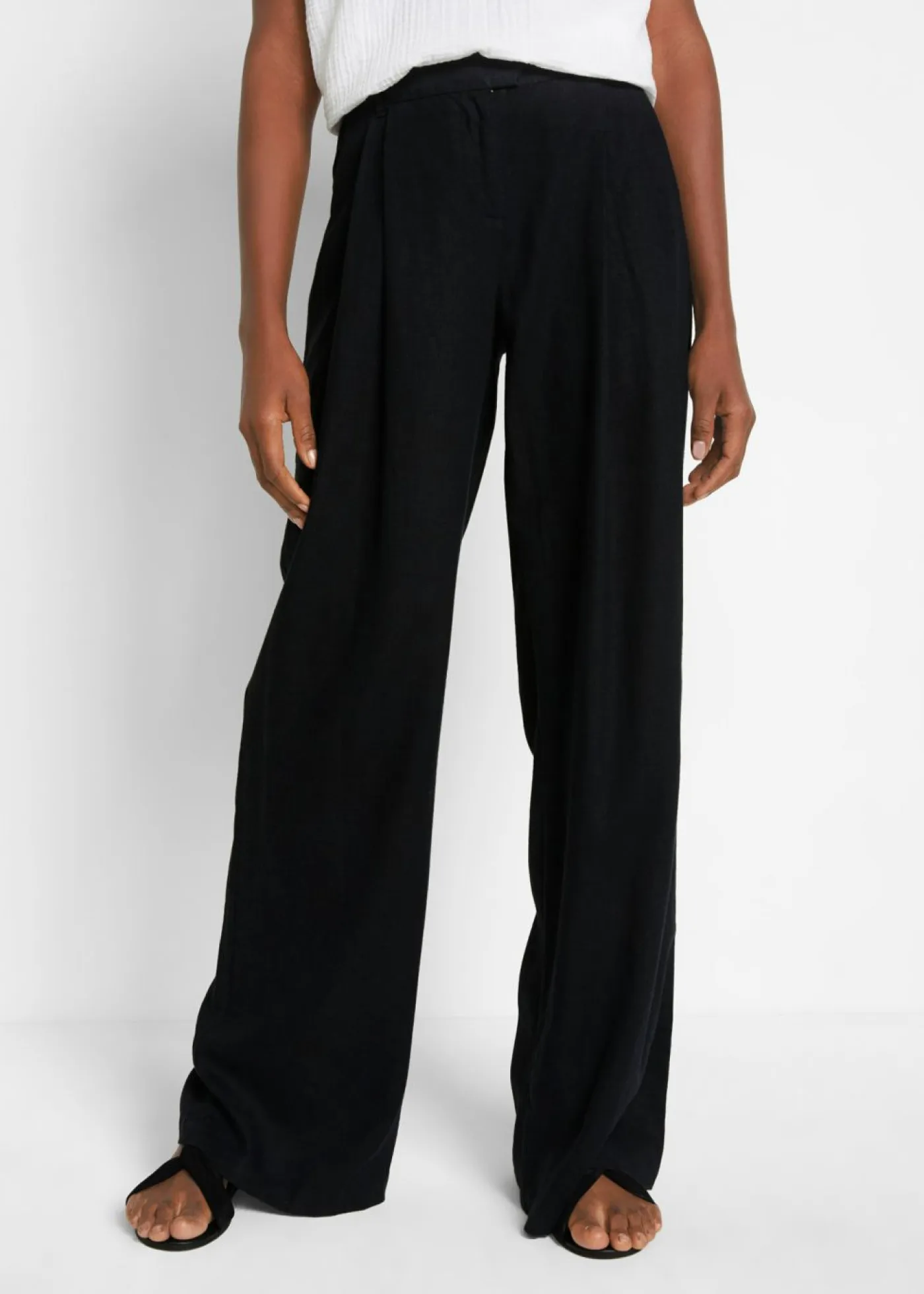Outlet Pantalón palazzo de mezcla ligera de viscosa y lino Mujer Esenciales|Pantalones